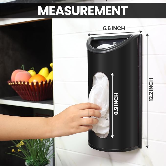 Utopia Kitchen Wall-Mounted Stainless Steel Grocery Bag Holder, Black | Space-Saving Plastic Bag Holder for Kitchen, Pantry or Cabinet, Reusable Plastic Bag Organizer