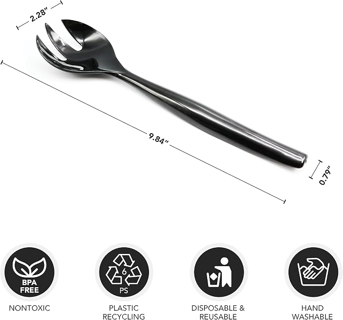 Party Essentials Disposable Heavy Duty Plastic Serving Utensils for Buffets Events Parties, 18-Count 10" Forks, Black