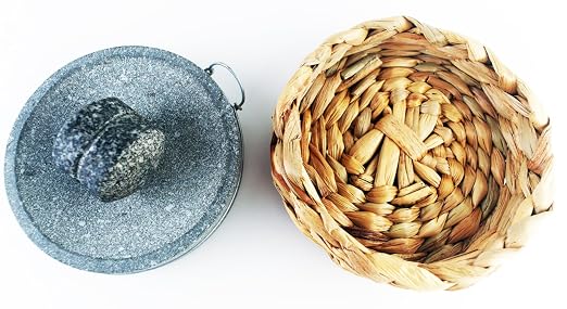 Small Size 6in/15cm Granite Grinder Mortar and Pestle Set Stone Plate Set for Spice and Salt on Camping Primitive Lava Dish