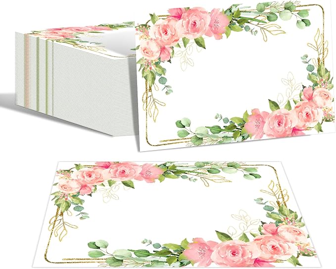 Paper Placemats Disposable 50 Pack Floral Placemat Disposable | Spring Summer Decorative Paper Table Mat for Wedding Anniversary Bride Birthday Party Supplies - Pink Rose