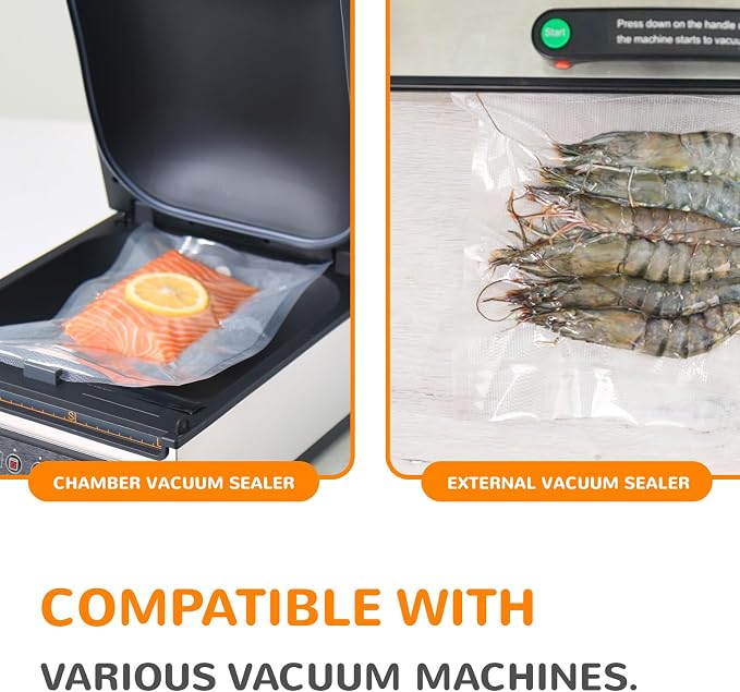Food saver vacuum sealer bags rolls, Multiple Sizes, Box Storage,Less Waste | 2 Rolls 11''x20', 2 Rolls 8''x20'|Quart 8''x12''70pcs, Pint 6''x10''50pcs Precut Bags, Microwavable, Freezable, Sous Vide