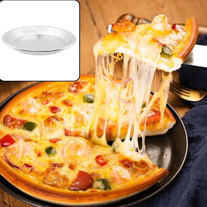 6 Inch Deep Pizza Pan,Non-Stick Round Baking Tray,Silver,3Pcs | Kitchen Bakeware Tool,Lightweight,Long-Lasting,Easy To Clean,For Baking Pizza,Cakes,Quiches And Homemade Baking