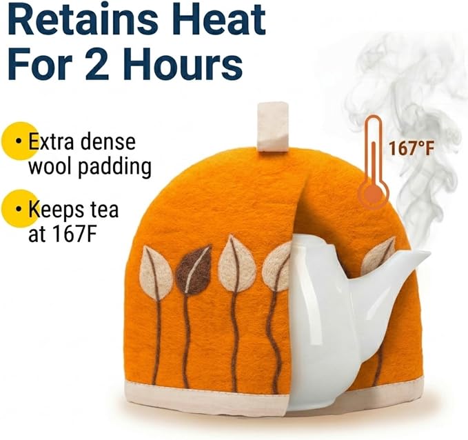 Glaciart One Wool Teapot Cozy Kettle Cover | Dome Shaped Large Tea Cosy, Kettle or French Press | Handmade & Needle Felted from Natural Wool | Warms Up to 2 Hours | Great as Gift