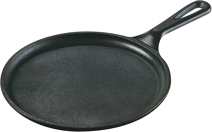 Lodge Cast Iron Griddle – 8 Inch Round Pre-Seasoned Griddle Pan for Pancakes, Tortillas, and More – Induction, Grill, Oven & Campfire Compatible – Made in USA, Non-Toxic, PFAS-Free