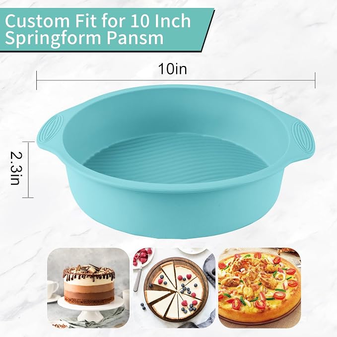 10" Silicone Springform Protector, Leakproof Water Bath, Blue