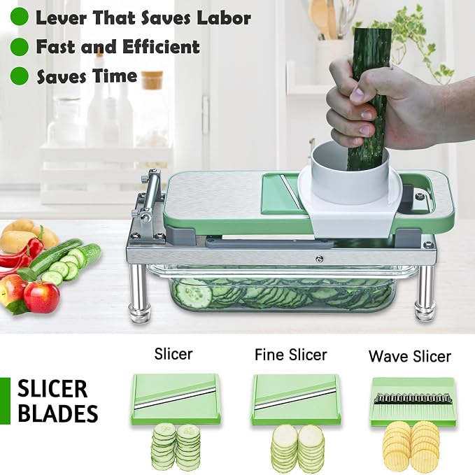 Vegetable Chopper Veggie Cutter Onion Food Potato Tomato Dicer With Blade | Stainless Steel Construction, Fruit Potato Salad Dicer, Dishwasher Safety, Easy Cleaning, Safety Hand Guards