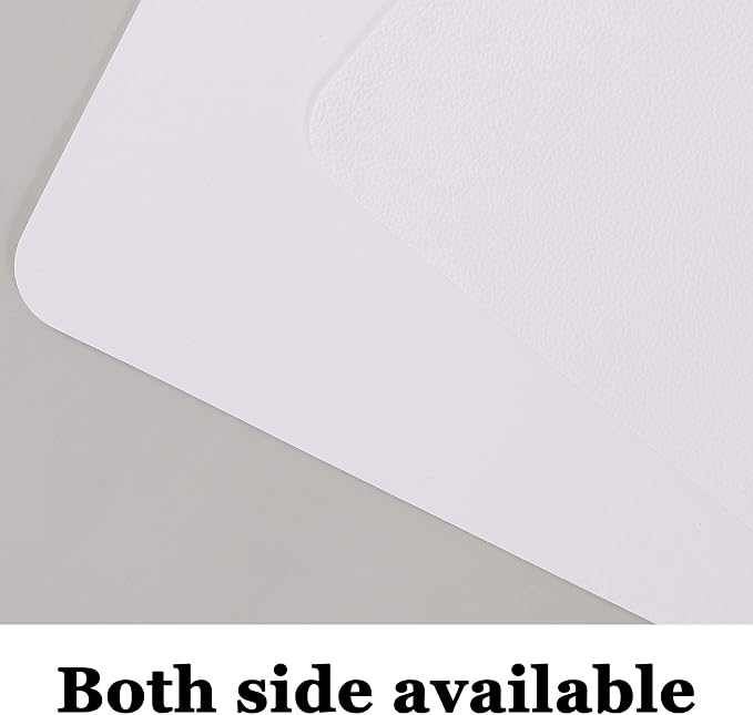 Wipeable Placemats Leather Table Mats Waterproof Heat-Resistant Easy to Clean for Dining Table Set Kitchen Table (4, White)