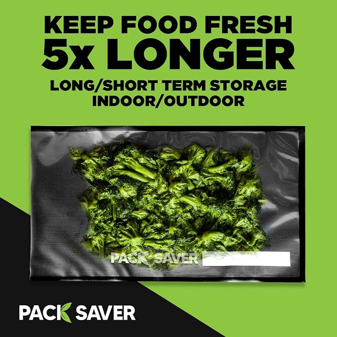 Vacuum Sealer Bags 50 Pack - 11"x19" Heavy Duty Pre-Cut Food Storage Bags for Food Saver, Meal Prep, Sous Vide - Commercial Grade BPA Free (Clear & Black)