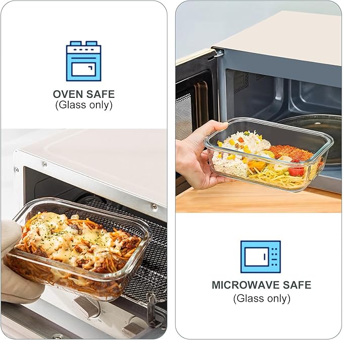 10 Pack Glass Food Storage Containers with Lids, Pink | Meal Prep Containers Set, Airtight Glass Lunch Boxes, BPA-Free, Freezer, Oven, and Microwave Safe