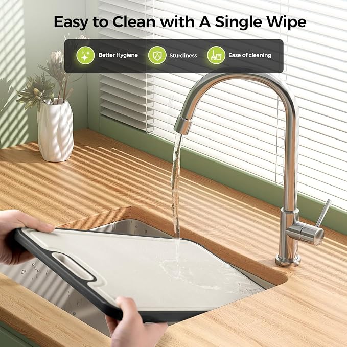 Titanium Cutting Board, Double Sided Food Grade Pure Titanium/PP, Cutting Board for Kitchen, Easy to Clean Large Size [18”*12.5”+15.5”*10.5”+12”*8.5”]