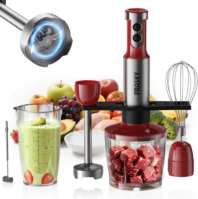 Immersion Blender Powerful Four Blades, Hand Mixer 5-in-1 with 20-speed, 1200W One-button Disassembly and Washing, Suitable for Kitchen Making Soups, Protein Shakes and Baby Food | One-button Disassembly and Washing, Suitable for Kitchen Making Soups, ...
