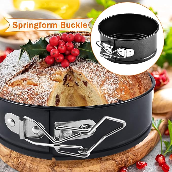 Mini Springform Pans, 4 Pack 4 Inch Cheesecake Quiche Baking Pans | Nonstick mini cheesecake pans with removable bottoms and spring latches for quiche, tart, pie and small cake baking