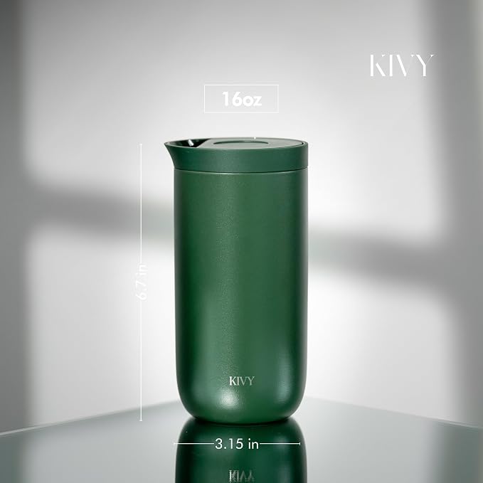 KIVY Travel Coffee Mug Tumbler [24h Cold | 6h Hot] Insulated Coffee Tumbler Stainless Steel - Leak Proof Coffee Travel Mug - 16oz Insulated cup to go for hot & cold drinks - Cups for Women & Men