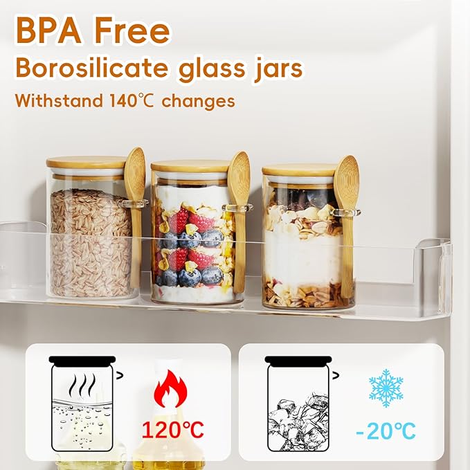 15 oz Glass Sugar Container, 1 Pack Coffee Container, Glass Jars with Lids | Seal, BPA-Free, Bamboo Soop, Coffee Bar Accessories, for Coffee Beans, Creamer, Salt, Overnight Oats, Brown sugar, Candy, Tea