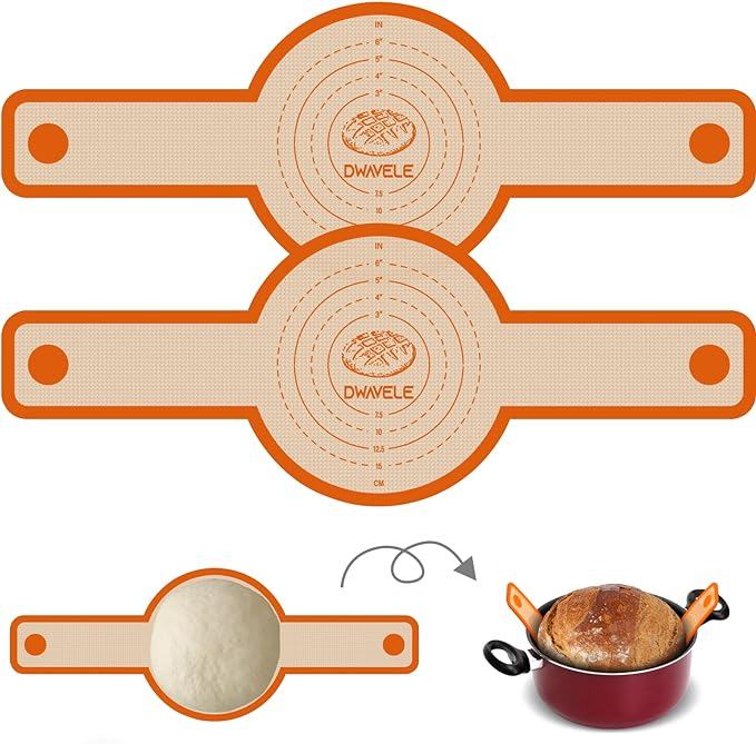 Silicone Bread Sling, Easy Sourdough Transfer, Nonstick, 2 Pack | Easy Cleanup & Reusable Baking Mats, Sour Dough Tools & Supplies for Dutch Oven