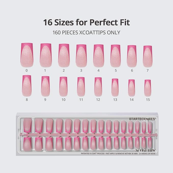 BTArtboxnails XCOATTIPS Pastel French Tip Press On Nails, L Square, Cat Eye | Lamp-Curable 4-Week Wear, Salon Quality Value at Home, Natural Nail Look, Easy-to-Apply for Beginners, 160ct Nail Tips Only