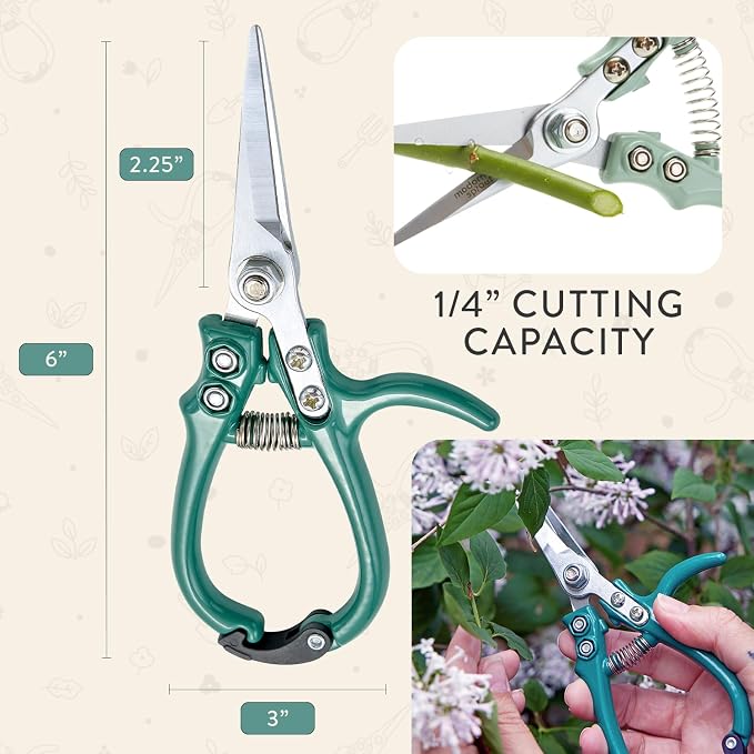 Modern Sprout Pruning Shears - Garden Snips - Herb Scissors - Ocean 1-Pack | Lightweight Gardening Tool - Durable Carbon Steel Blade W/Easy-Lock - Gardening Supplies - Flower Cutter - Reusable Holster