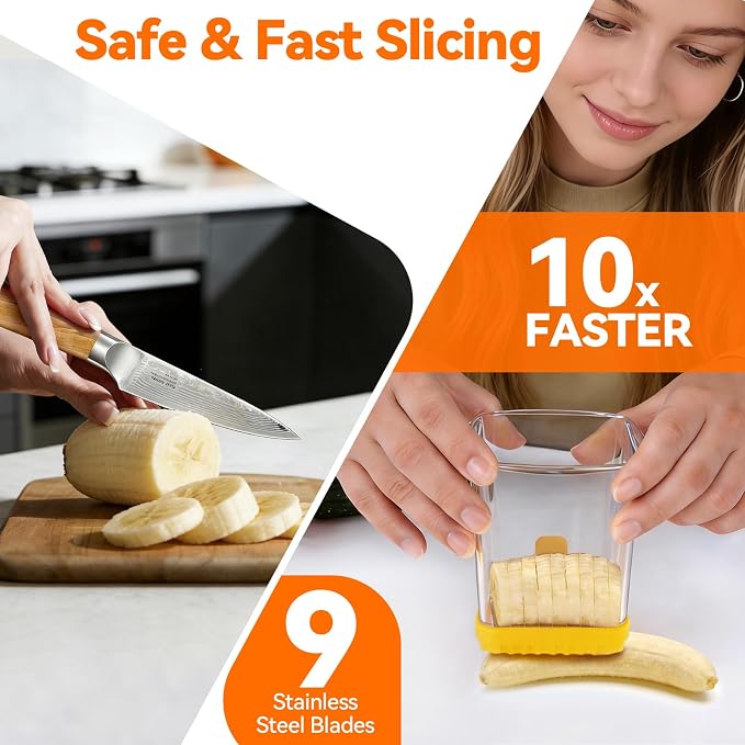 Strawberry Slicer Cup, Fruit Cutter, Quick-Slice, Meal Prep, Yellow | Dual-Function Base, Easy-Clean & Storable – 304 Stainless Steel Blade – Quick & Safe Slicing Kitchen Gadget