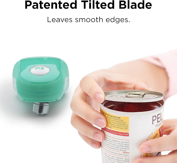 Kitchen Mama One Touch Electric Can Opener, Teal | Opens with One Button Press, Auto-Stop, Smooth Edge, Cordless, Battery Operated