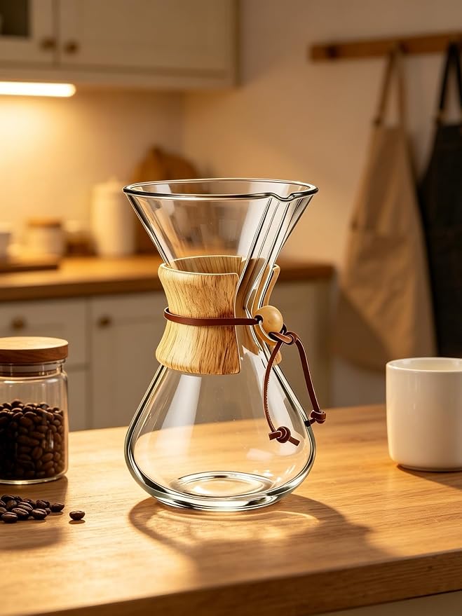 subjectthree Camping Pour Over Coffee Maker Kit 8 Cup (28 Ounce) | Drip coffee carafe with 304 Stainless Filter, Borosilicate glass, Easy clean & use for home kitchen, office, cafe, camping