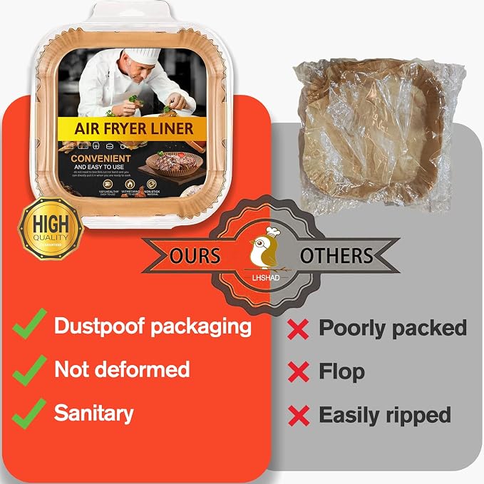 4 qt Air Fryer Liners, Chefman Air Fryer Liners, Disposable 4qt Air Fryer Liner for Chefman TurboX 4-in-1& 4.5 QT Cuisinart Airfryer, Non-stick Parchment Paper for Frying, Baking- Unbleached(120Pcs)
