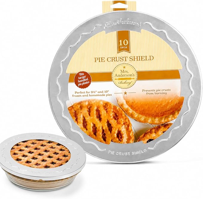 Mrs. Anderson's Baking Pie Crust Protector Shield, Fits 9.5-Inch And 10-Inch Pie Plates, Prevents Over-Browning And Spills
