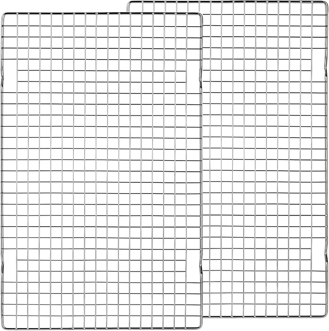 Tebery 2 Pack Heavy-Duty Wire Cooking Rack Baking Racks Fits Half Sheet Pan, Nonstick Baking & Cooling Grid for Roasting, Cooking, Grilling, Drying - 16" x 10"