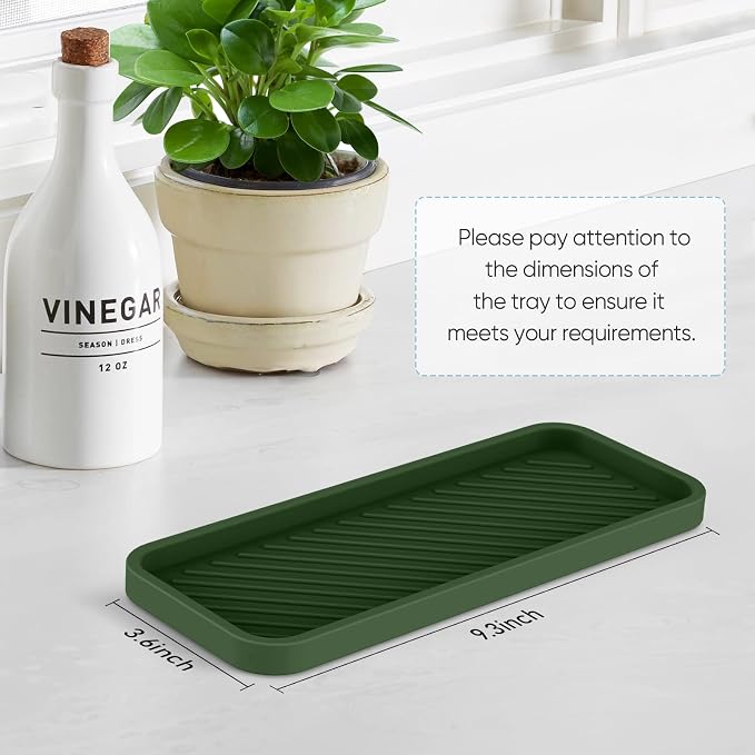 Kitchen Silicone Sink Organizer Tray, Sponge Holder for Sink Caddy（Green） | Silicone Soap/Sink/Drip Tray, Kitchen Sink Organizer, Small Mats for Counter, Soap Dish Tray, Dishwashing Accessories