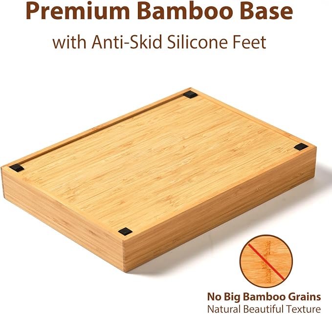 Bamboo Kitchen Drawer Organizer, 9 Inch Silverware Utensils Tray Holder for Small Drawer, Wood Caddy for Flatware Cutlery Knives