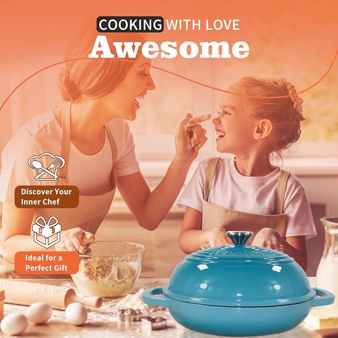6 Quart Enameled Cast Iron Dutch Oven for Bread Sourdough Baking, Round Heavy-Duty Bread Loaf Pan with Lid, for Stews, Roasts