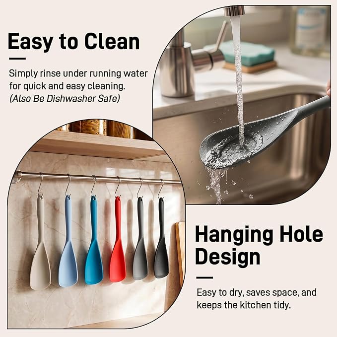 3 PACK Silicone Cooking Spatula & Spoon for Nonstick Cookware, BPA-Free | Multifunction Spoonula for Baking, Cooking, Serving, Mixing, Stirring, Scoop, Scrape - One-Piece Formed, Dishwasher Safe