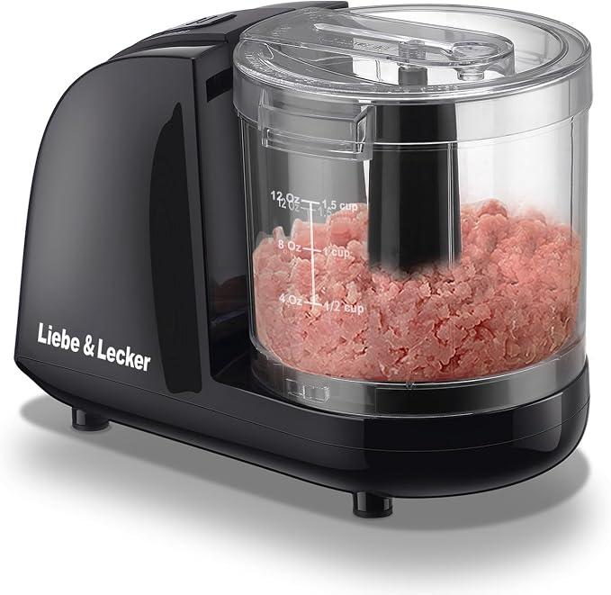 Liebe&Lecker Mini Food Processor 1.5 Cup Electric Food Chopper | Vegetable Chopper For Onions Garlic Meat Food, Chopper Container For Dicing, Mincing & Puree, Dishwasher Safe Compact Size