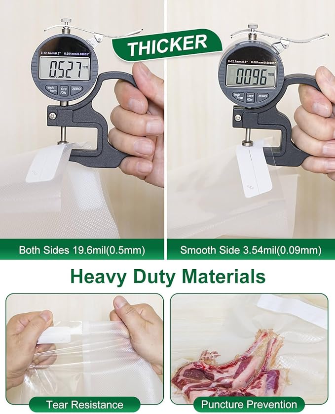 Quart Vacuum Sealer Bags for Food, 8x11 Inch with Label Area | Heavy Duty BPA-free Vacuum Seal Bags for Food Saver, Freezer Storage, Seal a Meal, Sous Vide, Meal Prep, Precut 100 count