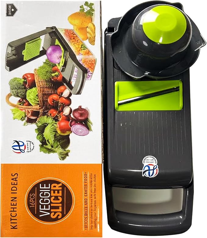 Vegetable Chopper, 16-in-1 Food Slicer, Onion Chopper, Mandoline Vegetable Slicer, Cutter, Spiralizer, 8 Stainless Steel Blades, Includes a Food Storage for Kitchen