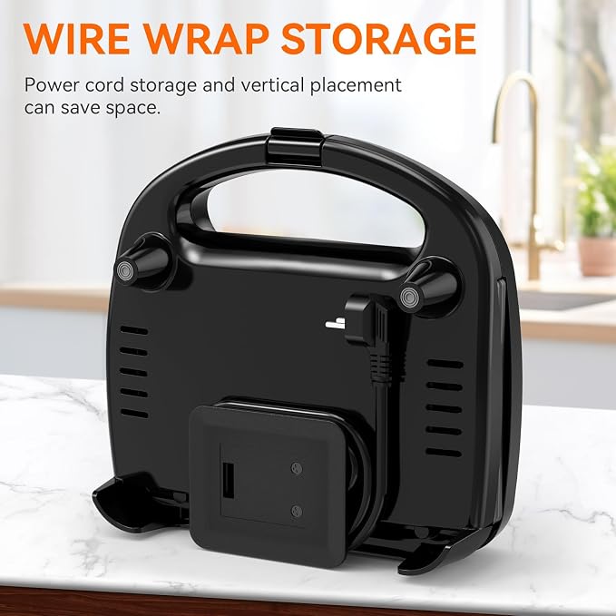 OSTBA Sandwich Maker, 2-Slice Grilled Cheese Maker | 750W Heating with Nonstick Triangle Plates, Indicator Lights, Cool-Touch Handle, Cord Wrap Storage and Easy-Clean Design