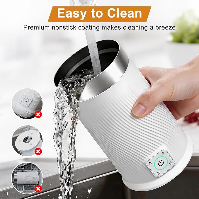 Milk Frother 4-in-1 Electric Milk Steamer, Hot Cold Foam Milk Maker, White | milk frother steamer with hot & cold foam modes 350ml capacity fast frothing for latte cappuccino macchiato & chocolate
