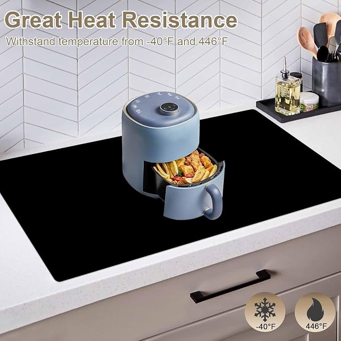 36''x36''(90cmx90cm) Silicone Kitchen Counter Mat, Extra Large Heat Resistant Non-Slip Countertop Protector, Waterproof Multipurpose Mat for Kitchen Island, Light Gray