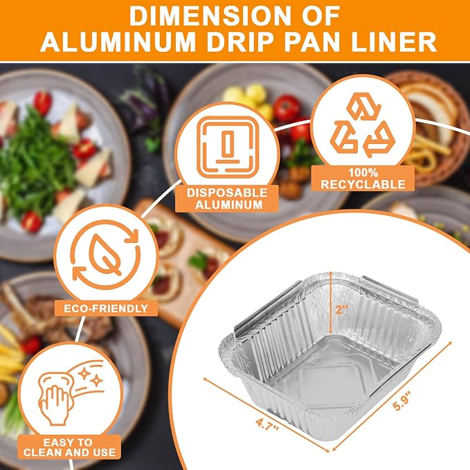Grease Drip Pan Kit for Nexgrill 720-0830H 720-0830X 720-0888 Replacement | Fits cuisinart CGG-7400, 1PC grease catcher cup box w/15PCS aluminum foil liners, easy to install, heat-resistant, disposable