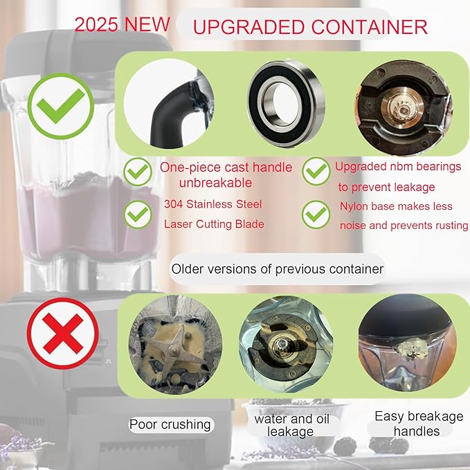 Blender Pitcher 64oz Low-Profile,Compatible with Vit 780 750 7500 5000 5200 Vm0102 Vm0103 Vm0197 E310 Professional/Commercial/Classic Series etc Blender,Blender Container Jar Cup,10 Years Warranty