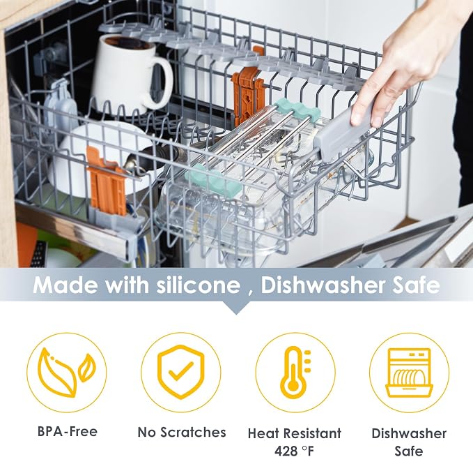 Tomorotec Adjustable Over-The-Sink Kitchen Rack, BPA-Free, Light Cyan | Holds 16.5 Lbs; For Dishcloths, Sponges, and Brushes - Heat-Resistant Stainless Steel with Slim, Expandable Design