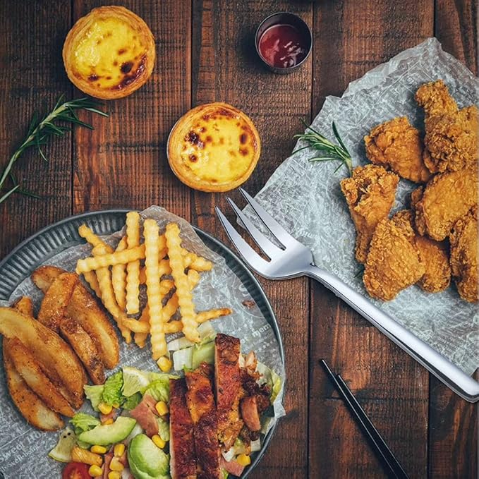 Serving Platters Forks Stainless Steel Buffet 9 inch Utensils Cake Butter Pastry Servers (4 pcs serving forks)