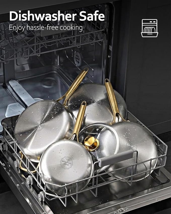 12" Titanium Pans for Cooking | Food-Grade Pure Titanium Frying Pan Pro with Lid & Spatula | PFAS/PFOA/PTFE Free Nonstick Cookware | Dishwasher & Oven Safe, Kitchen Induction Compatible