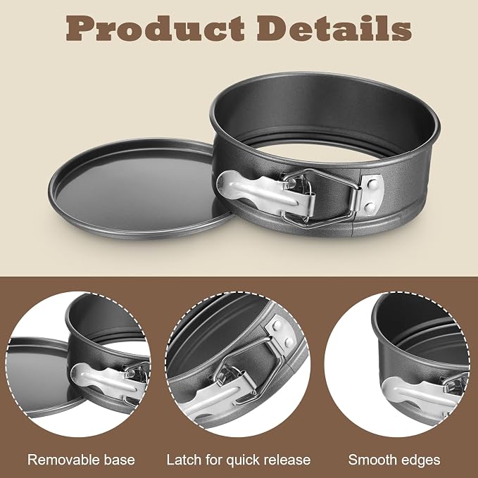 8 Pcs 4.7 Inch Springform Pan with Removable Bottom, Nonstick, Round Springform Cake Pan, Leakproof Mini Cheesecake Pans with Stainless Steel Spring Buckles for Baking Kitchens Restaurant (Black)