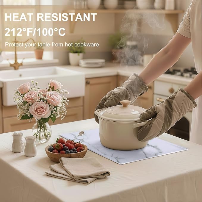 Faux Leather Heat Resistant Placemats 8 Packs, Waterproof Wipeable Dining PU Place Mats for Indoor & Outdoor, Easy to Clean, Marble