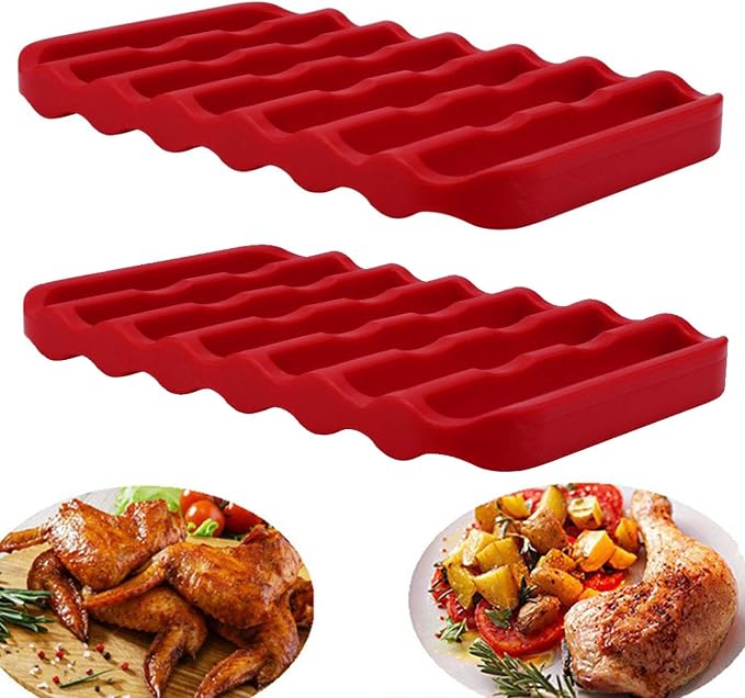 2 Pack Silicone Roasting Racks Non Stick Easy-Clean Cooling Rack for Cooking Baking Steaming (2pack-red)