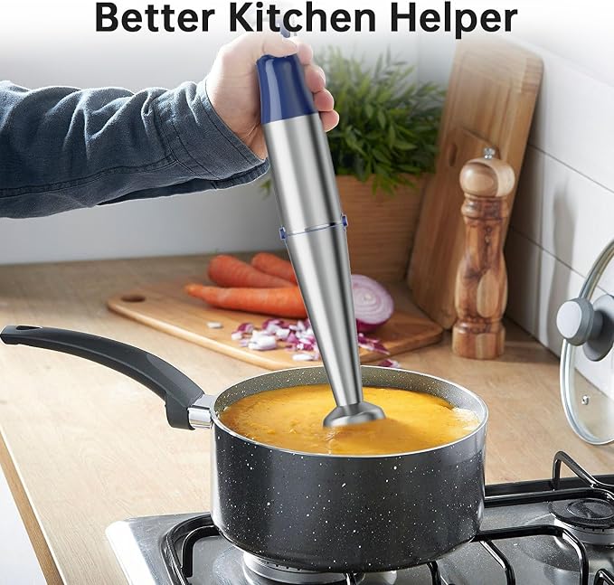 Turelar Immersion Blender Handheld 5 in 1 Hand Blender Set 1100W Heavy Duty | Trigger Variable Speed, Emulsion Stick Mixer with Food Processor, Whisk, Frother, for Soup, Puree, Baby Food, Anti-scratch