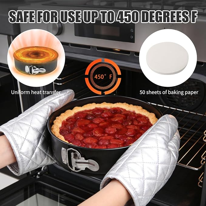 9 Inch non-stick Cheesecake Pan Springform Pan, Removable Bottom with 50PCS Parchment Paper
