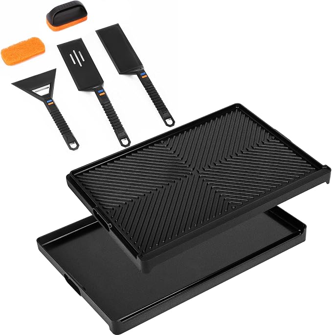 Utheer Griddle Combo Set, 23 Inch Ceramic Nonstick Cast Aluminum Griddle | Large cooking surface supports outdoor BBQ and indoor meals, designed for flexible grilling and easy cleanup