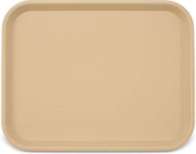 Carlisle FoodService Products Café Cafeteria Tray, Fast Food Tray for Restaurant or Commercial Use, 14" x 18", Beige, 1 Count (Pack of 12)