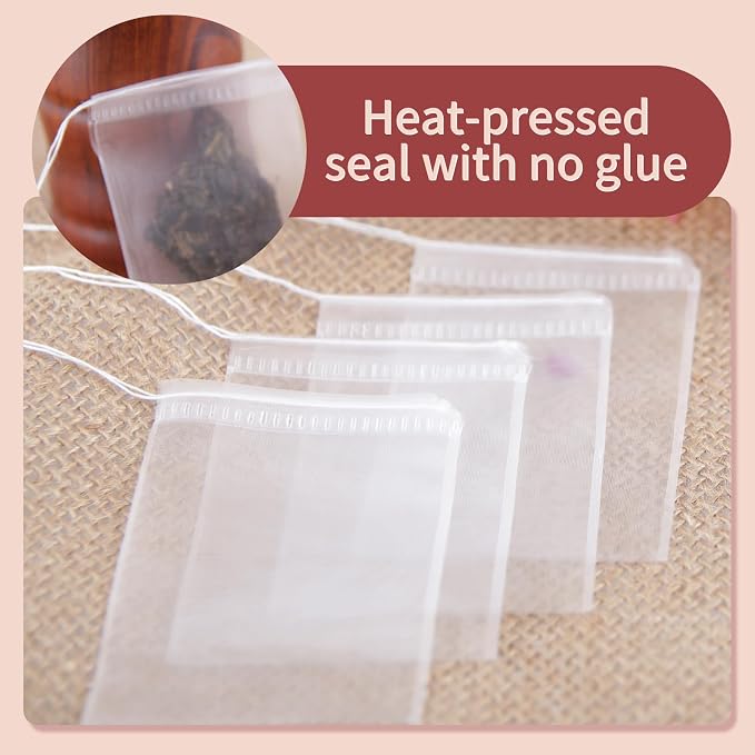 50pcs Disposable Tea Filter Bags with Drawstring 2.8x3.5 in | Food Grade Non-Woven Empty Tea Infuser Bags for Loose Leaf Tea,Herbs,Spices,Coffee&Cooking,Safe&Breathable Tea Sachet Bags